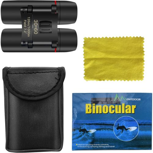  [아마존베스트]Eaaerr Compact binoculars, 30 x 60 folding telescope with night vision in low light conditions for adults and children, perfect for bird watching, outdoor hunting, hiking, concerts