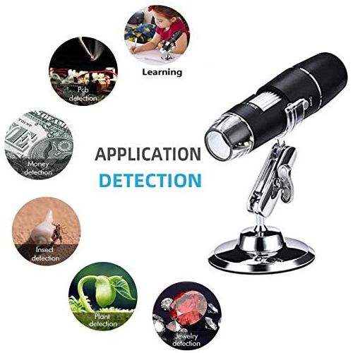  [아마존베스트]Eaaerr USB Mikroskope - WiFi Digital Mikroskop, Mini Kamera 50 bis 1000x Vergroesserung Endoskop 8 LED Taschen-Handmikroskopkamera mit Metallstander Kompatibel mit iPhone, iPad, Android-Tel