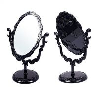 Eachbid Desktop Rotatable Gothic Small Size Rose Makeup Stand Mirror Black Butterfly