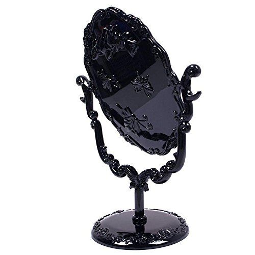  Eachbid Desktop Rotatable Gothic Small Size Rose Makeup Stand Mirror Black Butterfly