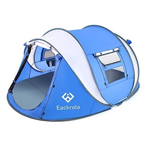  Eackrola 2/4-Person-Tent, Instant Pop up Tent for Camping, Easy Setup Beach Tent Sun Shelter - Ventilated Mesh Windows, Water Resistant, Carry Bag Included