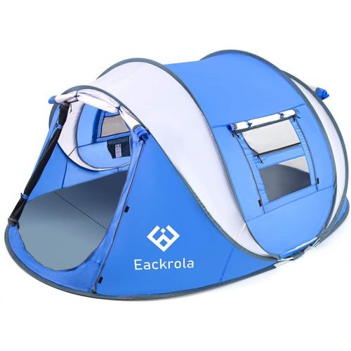  Eackrola 2/4-Person-Tent, Instant Pop up Tent for Camping, Easy Setup Beach Tent Sun Shelter - Ventilated Mesh Windows, Water Resistant, Carry Bag Included