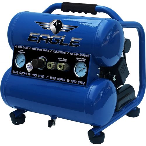  Eagle EA-2000 Silent Series 2000 Air Compressor 125 psi MAX psi Hot Dog with panel, Blue, 1 gallon