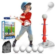 EagleStone T Ball Sets for Kids 3-5, 5-8, Tee Ball Set for Toddlers, Baseball Outdoor Toy Includes 6 Large Balls, Adjustable Teeball Batting Tee, Tball Games for Boys & Girls, Kids Ages 3-12 Years