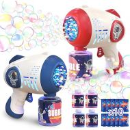 Eaglestone 2 Bubble Gun for Kids, Light Up Bubble Machine for Toddlers, 8 Hole Blower with 4 Refill, Automatic Bubble Maker for Bubble Blaster,Outdoor Toys, Birthday,Christmas Party Favor Gift