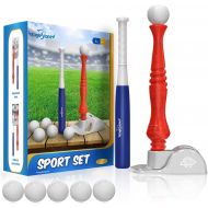EagleStone Kids Baseball Tee, T-Ball Set for Toddlers Sport Toy Game Includes 6 Balls- Adjustable T Height, Fun Toddler t Ball Set Adapts with Your Childs Growth Spurts, Improves Batting Skil