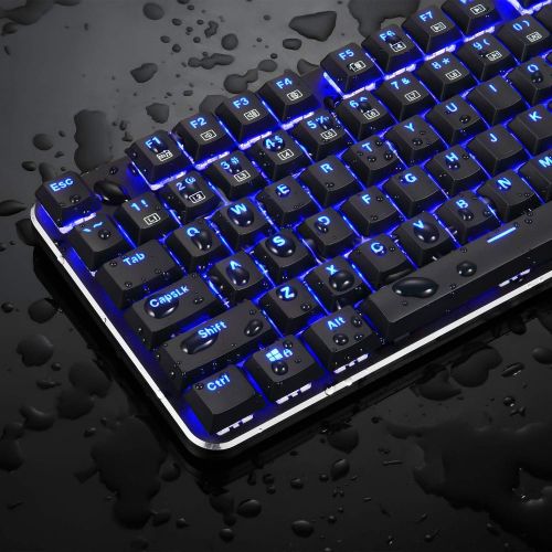  EagleTec KG060-BR LED Blue Backlit Mechanical Gaming Keyboard Low Profile Mechanical Gamers Keyboard 87 Key Metal Mechanical Computer USB Gaming Keyboard for PC Quiet Cherry Brown