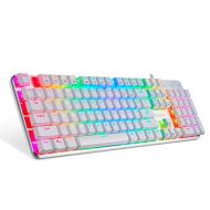 EagleTec KG051-BR RGB Backlit Mechanical Gaming Keyboard Low Profile Mechanical Gamers Keyboard 104 Key Metal Mechanical Computer USB Gaming Keyboard for PC Quiet Cherry Brown Swit