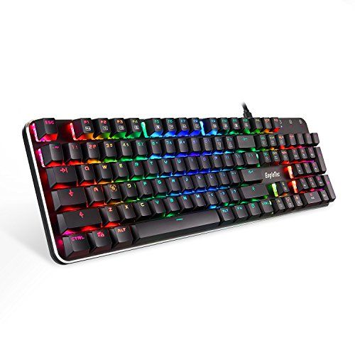  EagleTec KG050-BR RGB Backlit Mechanical Gaming Keyboard Low Profile Mechanical Gamers Keyboard 104 Key Metal Mechanical Computer USB Gaming Keyboard for PC Quiet Cherry Brown Swit