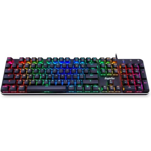  EagleTec KG050-BR RGB Backlit Mechanical Gaming Keyboard Low Profile Mechanical Gamers Keyboard 104 Key Metal Mechanical Computer USB Gaming Keyboard for PC Quiet Cherry Brown Swit