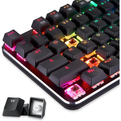  EagleTec KG050-BR RGB Backlit Mechanical Gaming Keyboard Low Profile Mechanical Gamers Keyboard 104 Key Metal Mechanical Computer USB Gaming Keyboard for PC Quiet Cherry Brown Swit