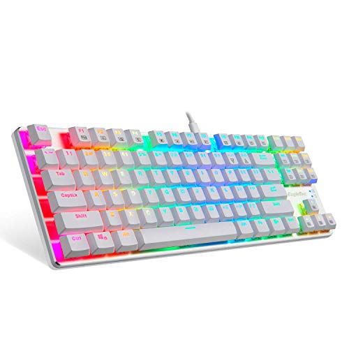  EagleTec KG061-BR RGB Backlit Mechanical Gaming Keyboard Low Profile Mechanical Gamers Keyboard 87 Key Metal Mechanical Computer USB Gaming Keyboard for PC Quiet Cherry Brown Switc