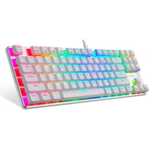  EagleTec KG061-BR RGB Backlit Mechanical Gaming Keyboard Low Profile Mechanical Gamers Keyboard 87 Key Metal Mechanical Computer USB Gaming Keyboard for PC Quiet Cherry Brown Switc