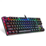 EagleTec KG060-BR RGB LED Backlit Mechanical Gaming Keyboard Low Profile Mechanical Gamers Keyboard 87 Key Metal Mechanical Computer USB Gaming Keyboard for PC Quiet Cherry Brown E