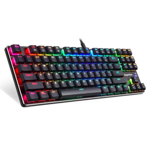  EagleTec KG060-BR RGB LED Backlit Mechanical Gaming Keyboard Low Profile Mechanical Gamers Keyboard 87 Key Metal Mechanical Computer USB Gaming Keyboard for PC Quiet Cherry Brown E