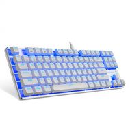 EagleTec KG061-BR Blue LED Backlit Mechanical Gaming Keyboard Low Profile Mechanical Gamers Keyboard 87 Key Mechanical Computer USB Gaming Keyboard for PC Quiet Cherry Brown Switch
