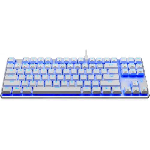  EagleTec KG061-BR Blue LED Backlit Mechanical Gaming Keyboard Low Profile Mechanical Gamers Keyboard 87 Key Mechanical Computer USB Gaming Keyboard for PC Quiet Cherry Brown Switch