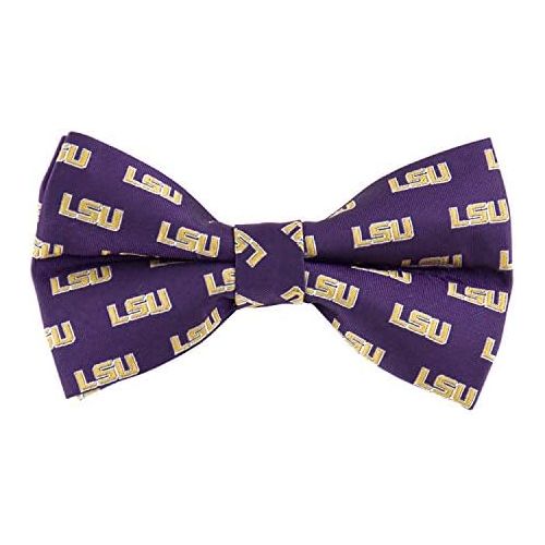  Eagles Wings NCAA LSU Tigers Repeated Logo Bow Tie - Purple