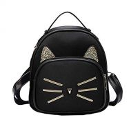 Eaglestar Teen Girls Cute Cat Velvet Backpack Daypack Portable Shoulder Bag,Small (Black)