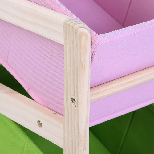  Eak98shop eak98shop Large Kids Children Book Toy Storage Box 9 Bin Wood Shelf Rack Bookcase Bedroom Playroom Nursery Organizer Case