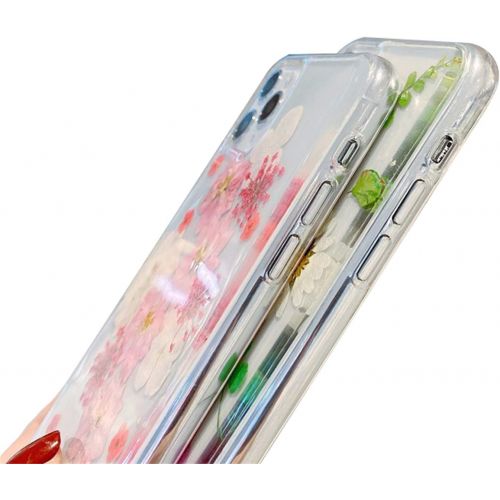  [아마존베스트]Ealetim Glitter Case Compatible with iPhone 11 Case, Ultra Thin Soft Silicone Pressed Dried Flowers Crystal Gel Shockproof Mobile Phone Case with Soft TPU Bumper Cover Protective C