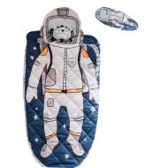 Eanpet Sleeping Bag Kids Toddler Nursery 100% Cotton Quilted Slumber Bag Blue Nap Mat Blanket Soft Warm Boy Spaceman Printed Sleep Sack Travel Sleepovers Astronauts with Pillow