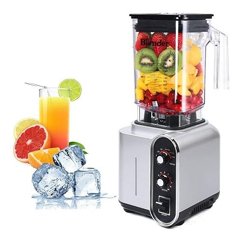  Soundproof Blender,110V 2200W 1.5L Commercial Fruit Juice Smoothie Maker With Shield Quiet Sound Enclosure for Puree, Ice Crush,Shakes and Smoothies (1.5L,2200W)