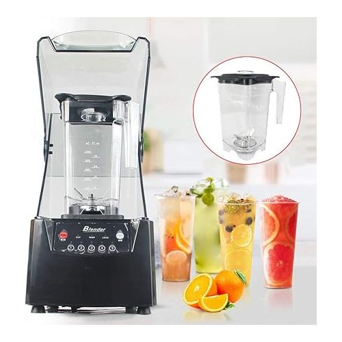  Soundproof Blender, 110V 2600W 1.8L Commercial Fruit Juice Smoothie Maker With Shield Quiet Sound Enclosure for Puree, Ice Crush, Shakes and Smoothies (1.8L,2600W)