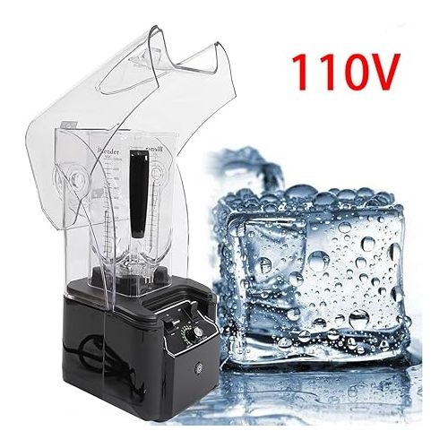  Soundproof Blender,110V 2000W 2L Commercial Fruit Juice Smoothie Maker With Shield Quiet Sound Enclosure for Puree, Ice Crush,Shakes and Smoothies (2L,2000W)