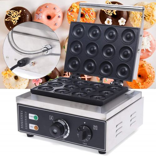  Eapmic Mini Donut Electric Maker Machine Nonstick Commercial Doughnut Baker Maker Home Baker Machine Stainless Steel Makes 12 Doughnuts Countertop Mini Cupcake, Mini-Pie and Quiche, Waffl