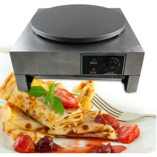  Eapmic Commercial Crepe Maker Machine, 110V 3KW 16 Nonstick Electric Pancake Griddle Single Hotplate Adjustable Temperature 50-300℃(122-572℉) with Batter Spreader for Roti Tortilla Blintz