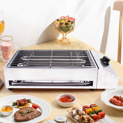  Eapmic Portable Electric Grill Smokeless Electric Indoor Searing Grill Adjustable Temperature Control Food Griddle Stainless Steel Restaurant Teppanyaki Grill Adjustable Temperature from