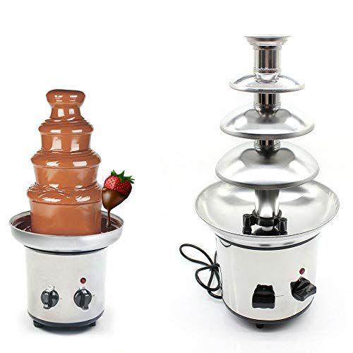  [아마존베스트]Eapmic 4-Tier Chocolate Fondue Fountain - Electric Stainless Steel Chocolate Melts Dipping Warmer Heated Melting Machine Commercial