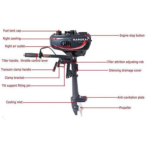  Eapmic 4HP 4 Stroke Outboard Motor High-Speed Electric Inflatable Fishing Boat Motor Engine with 52CC Air Cooling System