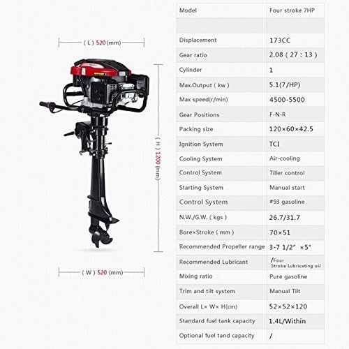  Eapmic 4HP 4 Stroke Outboard Motor High-Speed Electric Inflatable Fishing Boat Motor Engine with 52CC Air Cooling System