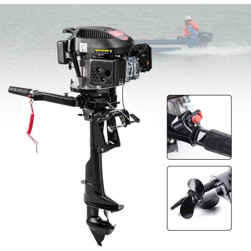  Eapmic 4HP 4 Stroke Outboard Motor High-Speed Electric Inflatable Fishing Boat Motor Engine with 52CC Air Cooling System