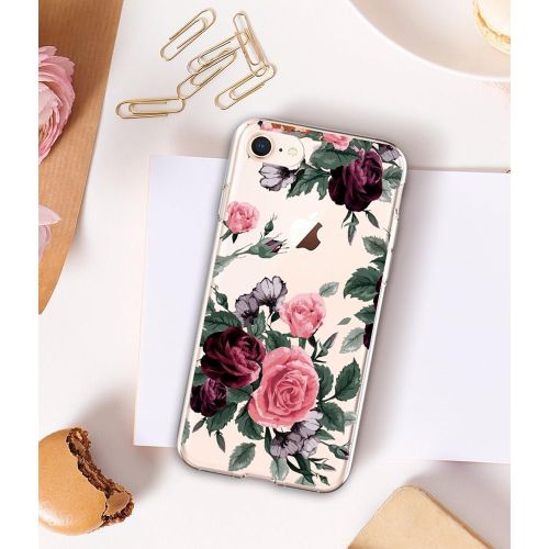  Eari iPhone 7 Case TPU Silicone Slim Ultra Clear Soft Amusing Floral Flowers Design