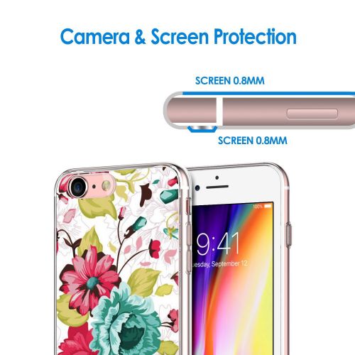  Eari iPhone 7 Case TPU Silicone Slim Ultra Clear Soft Amusing Floral Flowers Design