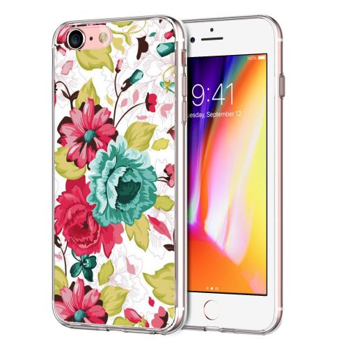  Eari iPhone 7 Case TPU Silicone Slim Ultra Clear Soft Amusing Floral Flowers Design