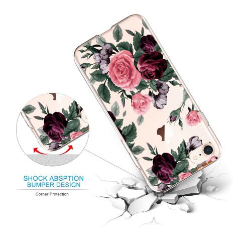  Eari iPhone 7 Case TPU Silicone Slim Ultra Clear Soft Amusing Floral Flowers Design