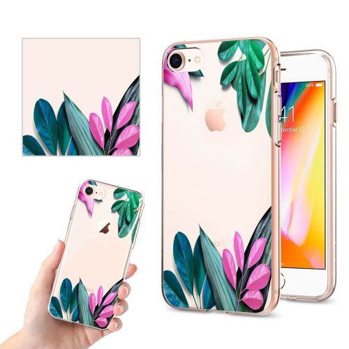  Eari iPhone 7 Case TPU Silicone Slim Ultra Clear Soft Amusing Floral Flowers Design