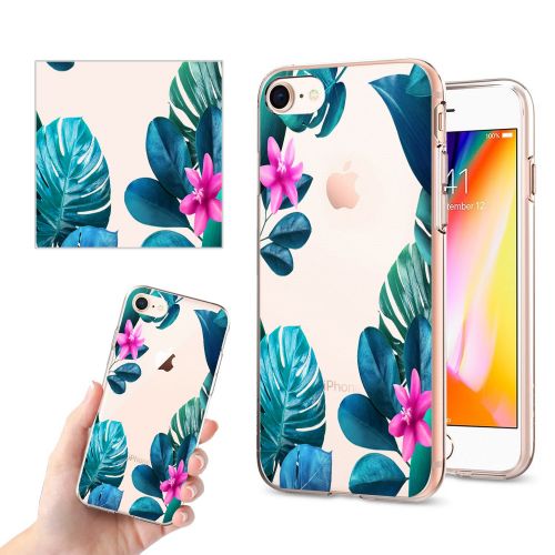  Eari iPhone 7 Case TPU Silicone Slim Ultra Clear Soft Amusing Floral Flowers Design