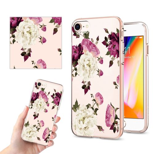  Eari iPhone 7 Case TPU Silicone Slim Ultra Clear Soft Amusing Floral Flowers Design