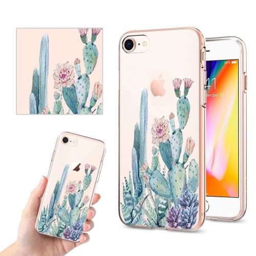  Eari iPhone 7 Case TPU Silicone Slim Ultra Clear Soft Amusing Floral Flowers Design