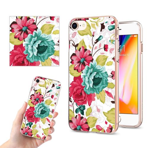  Eari iPhone 7 Case TPU Silicone Slim Ultra Clear Soft Amusing Floral Flowers Design