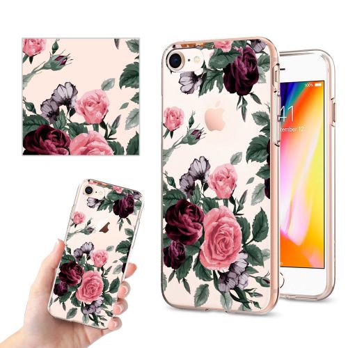  Eari iPhone 7 Case TPU Silicone Slim Ultra Clear Soft Amusing Floral Flowers Design