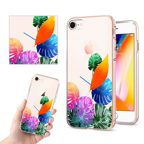  Eari iPhone 7 Case TPU Silicone Slim Ultra Clear Soft Amusing Floral Flowers Design