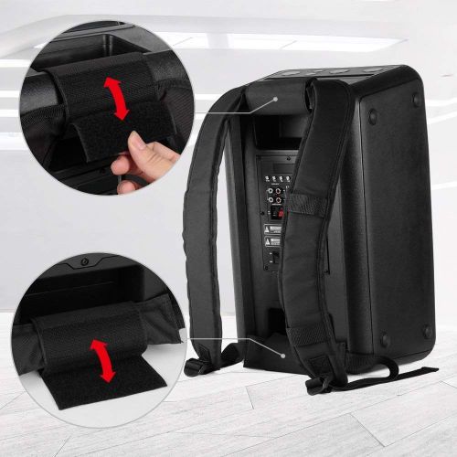  Earise EARISE DT21 Portable PA Speaker with Wireless Microphone, Karaoke Speaker Work with Bluetooth, DJ Amplified Loudspeakers with LED Lights, Audio Recording, Shoulder Strap, Guitar In