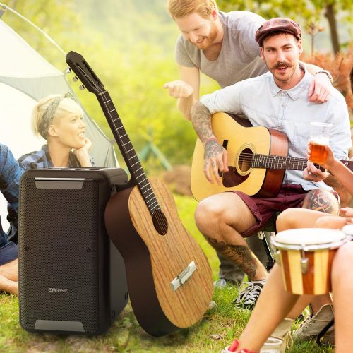  Earise EARISE DT21 Portable PA Speaker with Wireless Microphone, Karaoke Speaker Work with Bluetooth, DJ Amplified Loudspeakers with LED Lights, Audio Recording, Shoulder Strap, Guitar In