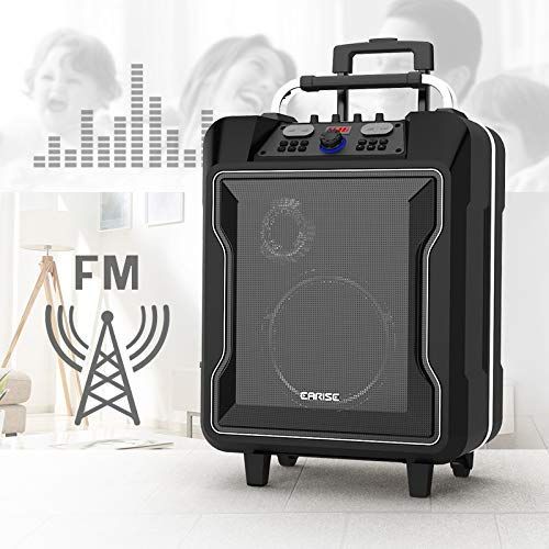  Earise EARISE M60 Audio Portable PA System Bluetooth Loudspeaker with Wireless Microphone, 10 Subwoofer, Remote Control, Aux Input, Soft Metal, LED Display, Telescoping Handle, USB Chargi